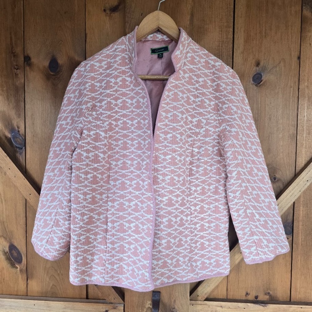 C Wonder Brocade Tweed Blazer Jacket Dusty Rose Womens 10 Textured Weave Regalia - Picture 3 of 15